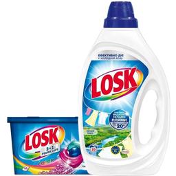 Набор Losk: Капсулы для стирки Losk Color 3в1, 12 шт. + Гель для стирки Losk для белых вещей Горное озеро, 855 мл