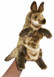 М'яка іграшка на руку Hansa Кенгуру з дитинчам, 29 см (4026)
