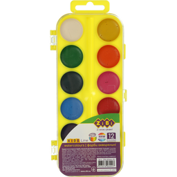 Акварельні фарби ZiBi Kids Line, 12 кольорів, жовтий (ZB.6544-15)