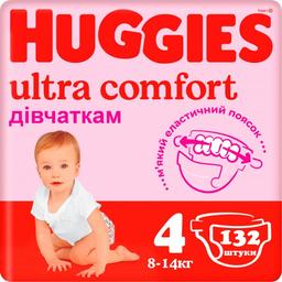 Набор подгузников для девочек Huggies Ultra Comfort 4 (8-14 кг), 132 шт. (2 уп. по 66 шт.)