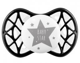 Силіконова симетрична пустушка Nuvita Air55 Cool Baby Star, 0+ міс., чорний (NV7065IB)