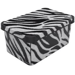 Коробка Qutu Style Box Zebra, з кришкою, 10 л, 16х23х34.5 см, чорно-біла (STYLE BOX з/кр. ZEBRA 10л.)