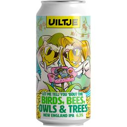 Пиво Uiltje Birds Bees Owls&Trees New England IPA, світле, 6,3%, з/б, 0,44 л