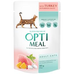 Вологий корм Optimeal для дорослих котів, з індичкою в гарбузовому соусі, 85 г