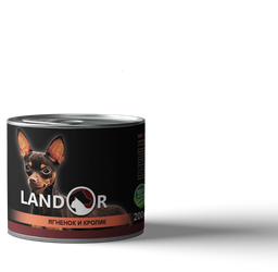 Вологий корм для собак дрібних порід Landor, ягня з кроликом, 200 г