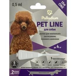 Краплі на холку Palladium Pet Line The One від бліх, кліщів та гельмінтів для собак до 4 кг 0.5 мл