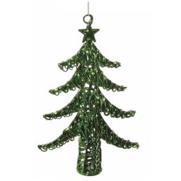 Прикраса для ялинки Shishi Скляне дерево в зеленій мішурі, 15 см, зелений (57944)
