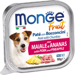 Влажный корм Monge Dog Fruit, для собак всех пород, со свининой и ананасом, 100 г