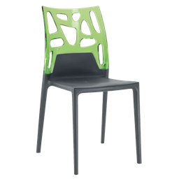 Стул Papatya Ego-Rock, антрацит сиденье, верх прозрачно-зеленый (388696)