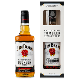 Віскі Jim Beam White Straight Bourbon, + склянка, 40 %, 0,7 л (852814)