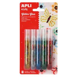 Набір для творчості Apli Kids 3D клей Гліттер, 5 кольорів (13223)