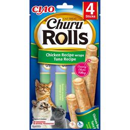 Ласощі для котів Inaba Ciao Churu Rolls з куркою та тунцем 40 г (4 шт. х 10 г)