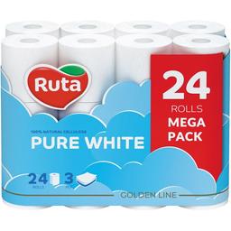 Туалетний папір Ruta Pure White, тришаровий, 24 рулони