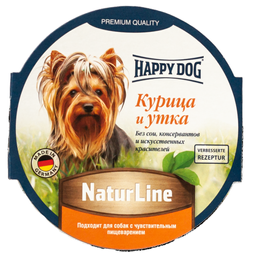 Вологий корм для собак Happy Dog Schale NaturLine НuhnEnte, паштет з куркою та качкою, 85 г (1002728)
