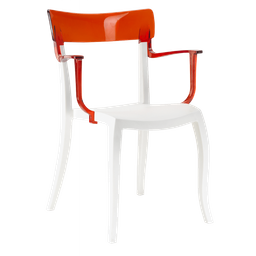 Кресло Papatya Hera-K, белое сиденье, верх прозрачно-красный (289955)