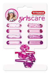 Набор резинок и заколок для волос Titania, розовый и фиолетовый, 10 шт. (8007)
