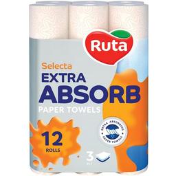 Бумажные полотенца Ruta Selecta Extra Absorb, трехслойные, 12 рулонов