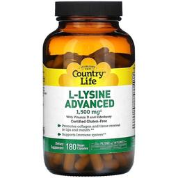 Амінокислота L-лізин Country Life Advance 1500 мг 180 капсул