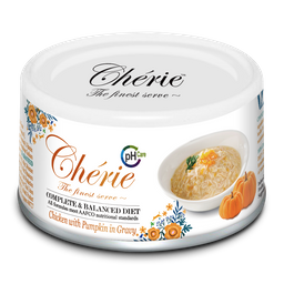 Влажный корм для кошек Cherie Urinary Care Chiken&Pumpkin, с кусочками курицы и тыквы в соусе, для поддержки мочевыводящих путей у кошек, 80 г (CHT17504)