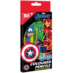 Олівці кольорові Yes Marvel Avengers, двосторонні, 12 шт., 24 кольори (290678)
