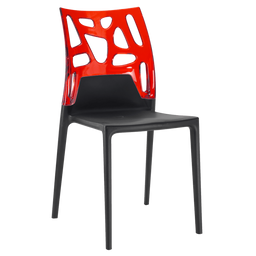Стул Papatya Ego-Rock, черное сиденье, верх прозрачно-красный (388573)