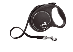 Повідець-рулетка Flexi Black Design L, стрічка 5 м, для собак до 50 кг, чорний з сірим (FU32T5.251.S Si)