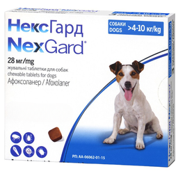 Жевательные таблетки для собак NexGard Boehringer Ingelheim, 4-10 кг, 1 таблетка (159900-1)