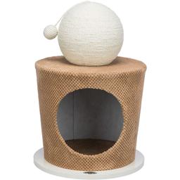 Когтеточка Trixie для котов Пещера с шаром, МДФ, джут/плюш, 50х36 см, серо-коричневая (44413)