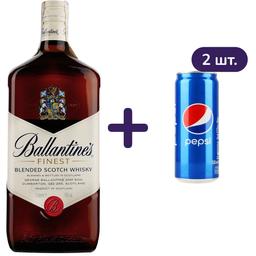 Набор: Виски Ballantine's Finest 40% 1 л + Напиток Pepsi сильногазированный 2 шт. х 0.33 л