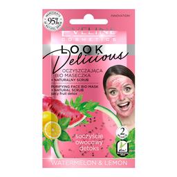 Очищающая bio маска Eveline Look Delicious, для лица с натуральным скрабом Watermelon&Lemon, 10мл