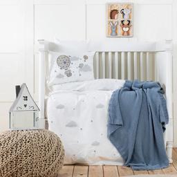 Дитячий набір в ліжечко для немовлят Karaca Home Elephant Sky Mavi, блакитний, 5 предметів (svt-2000022316033)