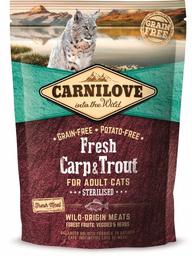 Сухой корм для взрослых стерилизованных кошек Carnilove Fresh Carp & Trout Sterilised for Adult cats, с карпом и форелью, 0,4 кг