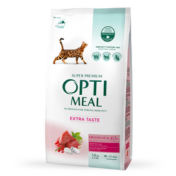 Полнорационный сухой корм для взрослых кошек Optimeal с высоким содержанием телятины, 1,5 кг (B1800501)