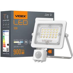 Прожектор Videx LED F2e 10W 900Lm 5000K 220V с датчиком движения и освещенности (VLE-F2e-105W-S)