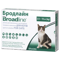 Краплі Broadline Boehringer Ingelheim від бліх та кліщів для котів та кошенят, 2,5-7,5 кг (0,9 мл), 1 піпетка (159884-1)