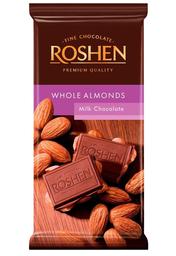 Шоколад молочний Roshen з цілим мигдалем, 90 г (728843)