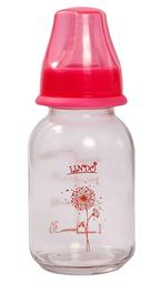 Скляна пляшечка для годування Lindo, 125 мл, рожевий (Рk 0970 роз)