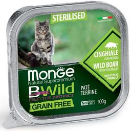 Влажный корм для котов Monge Cat Вwild Gr.Free Wet Sterilised, кабан с овощами, 100 г
