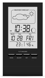 Цифровой гигрометр-термометр с часами Стеклоприбор Т-14, черный (404979)