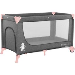Кровать-манеж Kinderkraft Joy Pink серая с розовым (00-00158380)