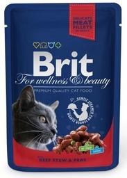 Вологий корм для кішок Brit Premium Cat pouch, з яловичиною і горошком, 100 г