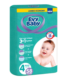Подгузники Evy Baby 4 (7-18 кг), 58 шт.