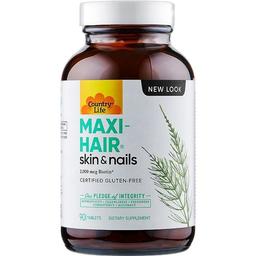 Комплекс вітамінів і мінералів Maxi-Hair Country Life для росту і зміцнення волосся 90 таблеток