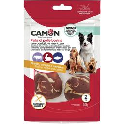 Ласощі для собак Camon Кульки з яловичої шкіри з кроликом та тріскою 50 г 2 шт.