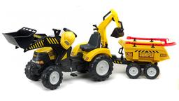 Дитячий трактор на педалях з причепом і 2 ковшами Falk Powerloader, жовтий (1000WH)