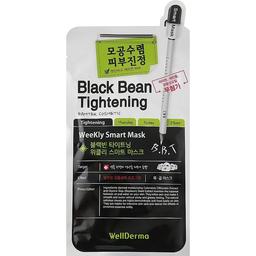 Тканевая маска для лица сужение пор Wellderma Black Bean Tightening Weekly Smart Mask, 25 мл