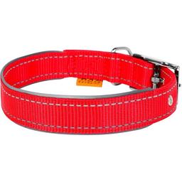 Ошейник для собак Dog Extremе, нейлоновый, двойной, со светоотражающей вставкой, 27-35х1,5 см, красный