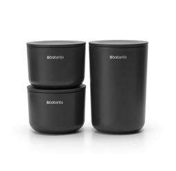 Набор емкостей Brabantia Storage pots для хранения косметики и аксессуаров, 3 шт., черный (281303)