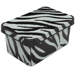 Коробка Qutu Style Box Zebra, з кришкою, 5 л, 13.5х19х28.5 см, чорно-біла (STYLE BOX з/кр. ZEBRA 5л.)
