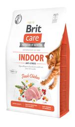 Беззерновой сухой корм для кошек живущих в помещении Brit Care Cat GF Indoor Anti-stress, с курицей, 2 кг